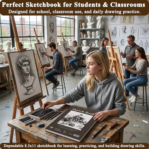 Fuxi Sketch Book 11" x 14", Large Drawing Pad Paper, 100 Sheets_68lb/100gsm - color: Brown, size: 11" x 14" (Pack of 1)