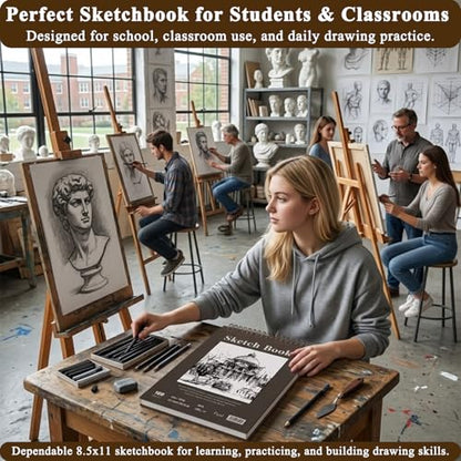 Fuxi Sketch Book 11" x 14", Large Drawing Pad Paper, 100 Sheets_68lb/100gsm - color: Brown, size: 11" x 14" (Pack of 1)