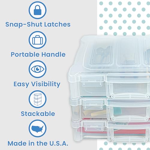 ArtBin 6913ZZ 12" x 12" Portable Art & Craft Organizer with Handle 3-Pack, [3] Plastic Storage Cases, Clear - size: 12" x 12" - 3-Pack