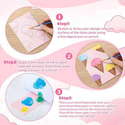 Cholemy 120 Pcs Foam Printing Plates 4 X 6 Inches Pink 1/20 Inch Thick - color: Pink, size: 4 x 6 Inches