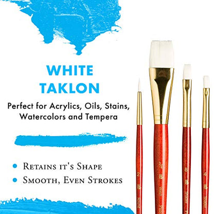 Princeton RealValue Brush Set, White Taklon, Red Handle, 4 Piece, 1 Count - style: Set-9125