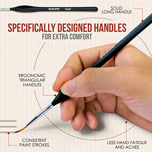 Fine Detail Brush Set, 8-Piece Miniature Brushes with Case Holder | Detailing Paint Brush Set, Ergonomic Triangular Handles & Travel Case for Acrylic, Watercolor, Oil, Models & Warhammer - color: 8pcs Detailing Paint Brush - Black
