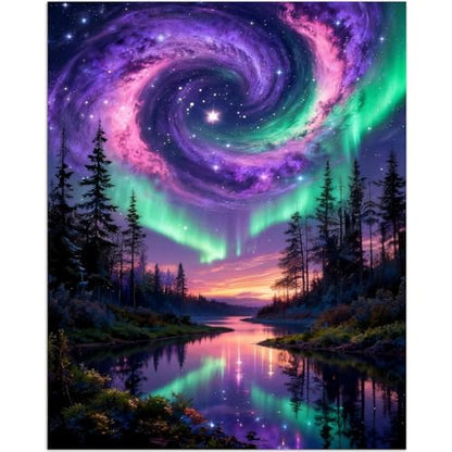Gemozaic Aurora Paint by Numbers Kit for Adults, Starry Night Sky, 16x20 in - color: MT22906