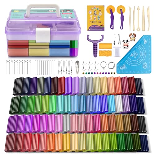 Aestd-ST Polymer Clay Kit 72 Colors, Oven Bake Modeling Clay for Kids | DIY Starter Kit, 20 Sculpting Tools & Accessory, Easy to Shape, Non-Sticky, Colorful, Storage Box, Gift for Kids & Artists - color: 72 Colors B