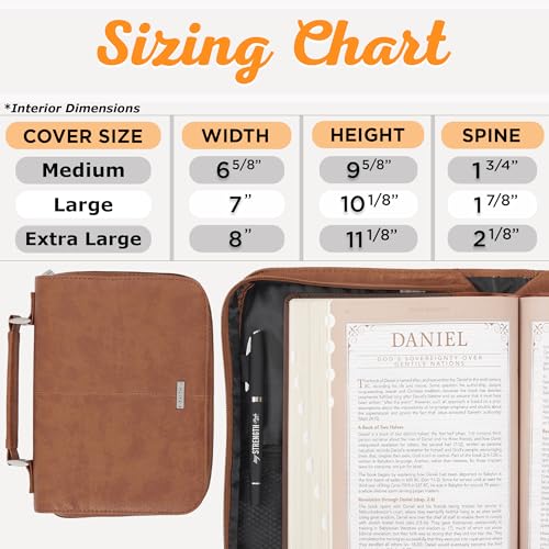 Christian Art Gifts Faux Leather Bible Cover: Faith Sentiment Badge, Brown - size: Medium