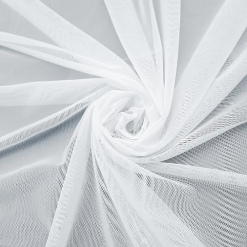 Power Mesh Fabric Superfine 4-Way Stretch Net 5 Yards Long 60" Wide (White) - color: White, size: 5 Yards