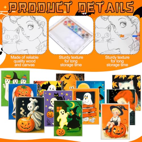 Zhanmai 72 Pcs 12 Sets Sip and Paint Kit Pre Drawn Canvas for Painting 8" x 10" Paint Party Canvas Painting Pre Printed Canvases for Party Favor DIY Adult's Date Night (Whimsical Style) - style: Whimsical Style