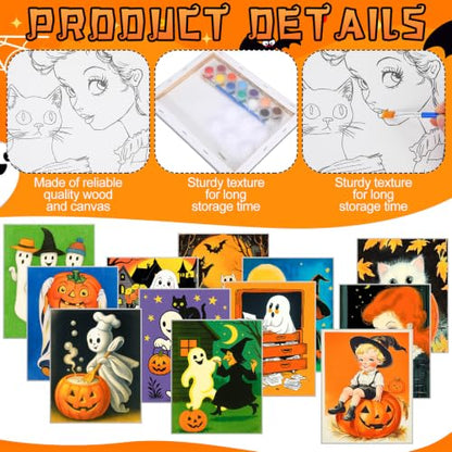 Zhanmai 72 Pcs 12 Sets Sip and Paint Kit Pre Drawn Canvas for Painting 8" x 10" Paint Party Canvas Painting Pre Printed Canvases for Party Favor DIY Adult's Date Night (Whimsical Style) - style: Whimsical Style