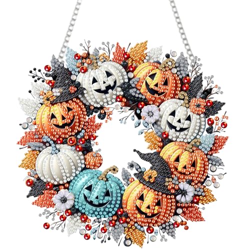 RYMILIE Halloween Diamond Art Kits for Adults Pumpkins 8x8inch - color: DP01266