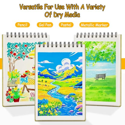 8.3x5.8 Sketch Book,Art Sketchbook for Drawing Pad,Mixed Media Sketchbook - color: TopSpiral-NatureWhite-Green