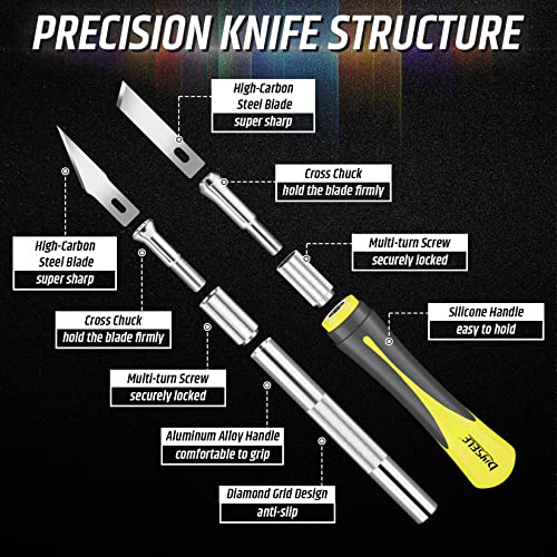 DIYSELF 16-Piece Exacto Knife Set, Craft Knife & Hobby Knife Kit, Precision Knife with Magnetic Storage Case, Exacto Knife for Crafting, Paper, Foam, Vinyl, Models, 3D Printing, Junk Journal Supplies - color: Yellow
