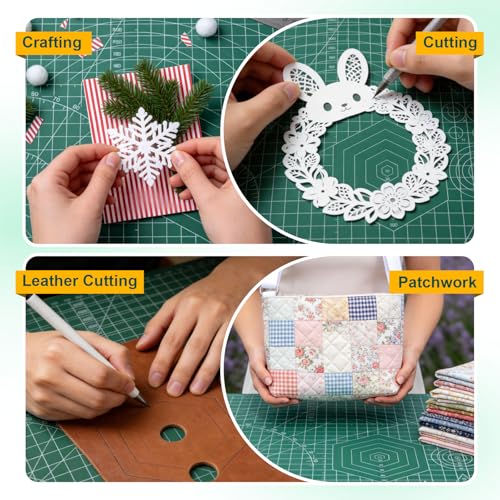 A3 Self Healing Cutting Mat Set, 5 Pack Double-Sided PVC Cutting Mats for Crafts with Inch, Metric, and Angle Guides for Sewing, Quilting, and DIY Cutting