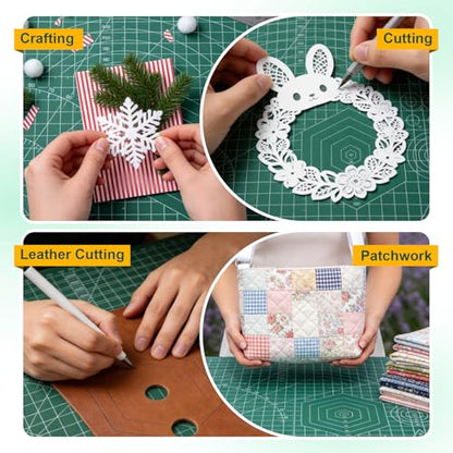 A3 Self Healing Cutting Mat Set, 5 Pack Double-Sided PVC Cutting Mats for Crafts with Inch, Metric, and Angle Guides for Sewing, Quilting, and DIY Cutting