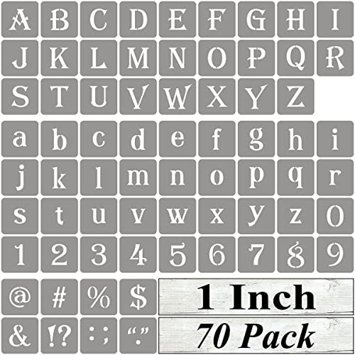 1 Inch Alphabet Letter Stencils for Painting - 70 Pack Letter and Number Stencil Templates with Signs for Painting on Wood, Reusable Alphabet and Numbers Stencils for Chalkboard Wood Signs & Wall Art - size: 1 Inch