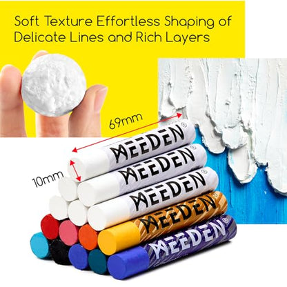 MEEDEN Soft White Oil Pastels: 6 Pcs Oil Pastels for Artists Beginners | Smooth Oil Pastel Crayons for Art Supplies, Painting, Drawing, Blending, Layering, Shading, Gradient, Overlaying - color: 6 White Colors