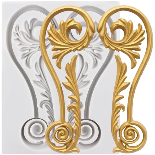 Baroque Relief Polymer Clay Molds Baroque Scroll Lace Silicone Mold | Epoxy Resin Casting DIY Crafts Air Dry Polymer Crafts Supplies Clay Tools - color: Style K