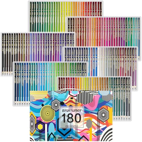 LBW 180 Colored Pencils for Adult Coloring Books, 12 Metallic Pencil, Oil Based Soft Core Professional Color Pencils for Artists Beginners, Drawing Coloring Sketching Blending