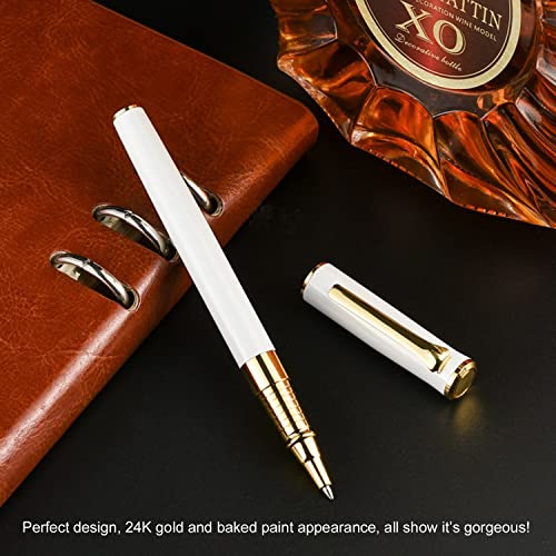 YIVONKA Luxury Ballpoint Pen Black Refill Line width 0.5mm,Best Office Pen Gift for Men & Women Professional Executive,Nice BallPens Classy Gift Box (White) - color: White