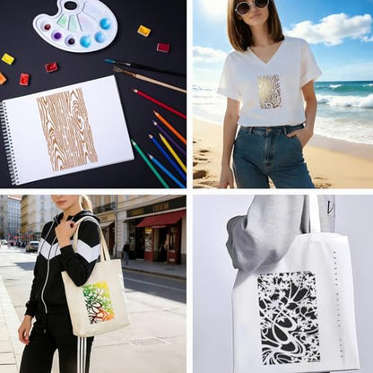 8 Pcs Geometric Texture Stencils Painting Reusable 7×11 Inch Flower Wood Grains Stencils for Crafts Plastic Coral Maple Stencil Drawing Templates for DIY Wall Canvas Knit Notebook Card Wood