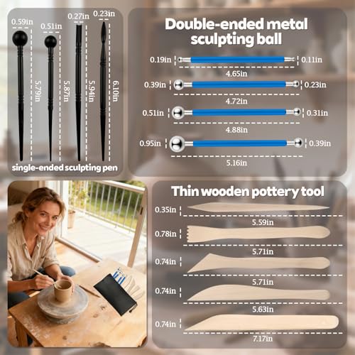 Basic Clay Pottery Carving Tools: 22Pcs Professional Sculpting Set for Home Use for Adult Beginners and Hobbyists - size: 22pcs