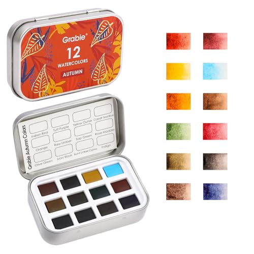 Grabie 12 Color Travel Watercolor Paint Set, Pocket Palette, Autumn - color: Autumn