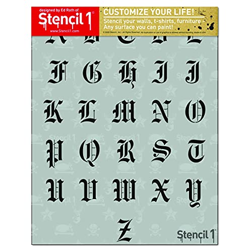 Stencil1 Old English Font Stencil 1" Alphabet Letters Painting Craft - size: 1" Letters