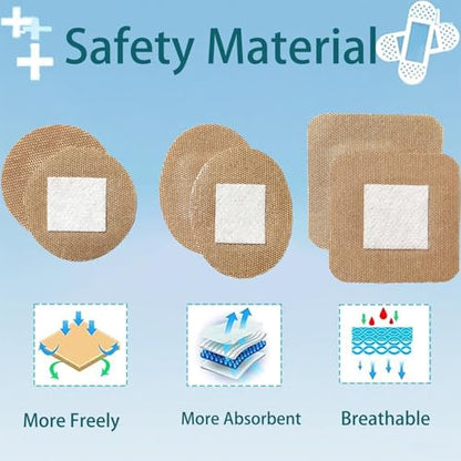 120Pcs Breathable Fabric Small Bandages, Round Oval and Square Flexible Adhesive Strips for Face and Small Wounds Protection Care(Multi-Style) - style: 120 Pieces Multi Style Set