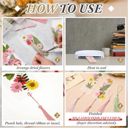 Fuyoooo 376 Pcs Pressed Flower Bookmark Kit,Pink,2 x 8 Inch - color: Pink, size: 2 x 8 Inch