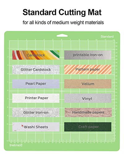 Gwybkq Cutting Mat, Compatible With Maker 3/Maker/Explore 3/Air 2/Air/One 12 Pack 12x12 Cut Mats Replacement Accessories Adhesive Sticky Green Cricket Standard Card - color: Green(Standard)