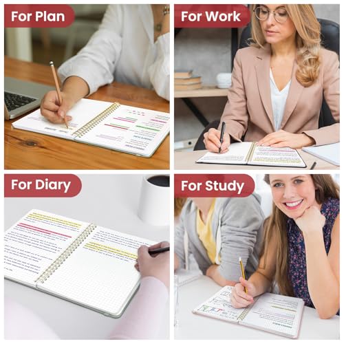 Taja Graph Spiral Journal Notebook for Women & Men, 140 Pages, Graph Paper Hardcover Notebook for Planning & Tracking, Journals for Graphing, A5(5.7" x 7.9") – Black - color: C.Black, style: c-Graph