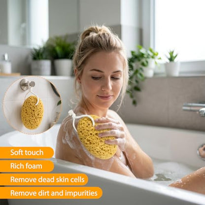 Sea Sponge, Natural Sea Sponges for Shower, 4-Piece Set with 2 Soft and Absorbent Bath Sponges for Gentle Skin Care and Daily Cleansing, Long-Lasting and Reusable Natural Sponges