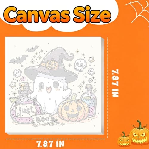 Gemozaic 2 Pack Halloween Paint by Numbers Kit for Kids with Frame, 8x8 in | Halloween Paint by Numbers for Kids Ages 8-12, Cute Kids Painting by Numbers for Boys, Girls Gift, DIY Easy Acrylic Painting - color: BKH2631+BKH2632