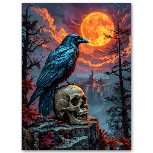 SUJINMEI Crow Paint by Numbers Kit for Adults Without Frame 16X20 inch | Halloween Adult Paint by Number Kits on Canvas, Crow Painting by Numbers for Adults, Acrylic Paints for Home Wall Decor - color: MT23138-US