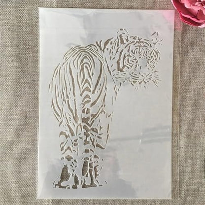 TIAMECH A4 Reusable Walking Tiger Stencil for Painting - style: Walking Tiger