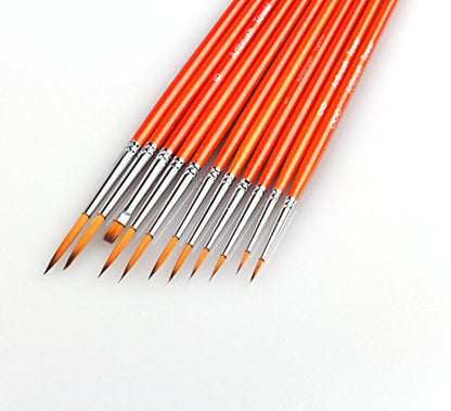 Small Enamel Paint Brushes Set - 11 Pieces Detail Painting Kit for Artists, Model, Miniature, Acrylic and Watercolor Paint Red