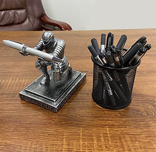 Executive Kneeling Knight Pen Holder with Pen - Unique Office Gifts - color: Iron