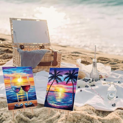 Sherr 24 Pcs Pre Drawn Canvas for Painting Adult Pre Printed Canvas Bulk Sip and Paint Kit Stretched Panels Paint Set for Theme Valentine Painting Night Party Favor(Scenery,8 x 10 Inch) - size: 8 x 10 Inch, style: Scenery