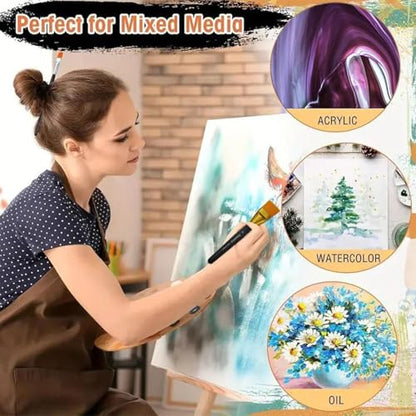 1 1/2 Inch Flat Paint Brushes 6Pcs - Large Acrylic, Oil & Watercolor Paint Brushes with Wooden Handle - Professional Artist Brush Set for Base Coating, Canvas, Crafts(6Pieces) - size: 6Pieces