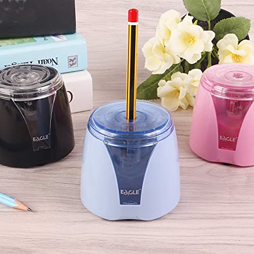 Eagle Electric Pencil Sharpener, Battery Powered, Large Shaving Holders, Carbon Steel Blades, Portable, Reusable and Replaceable Blade, Suitable for Kids, Home, School and Office use (Blue) - color: Blue
