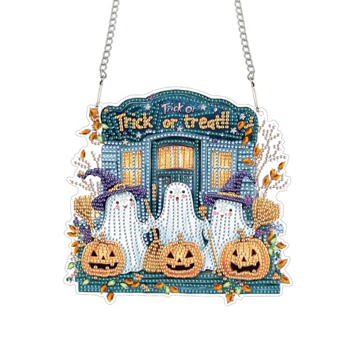 Bimkole Trick or Treat Ghost Hanging Diamond Pearl Art Kits for Adults Pendant C79 - color: Trick or treat ghost
