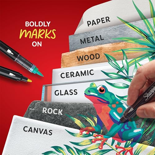 Sharpie Creative Markers, Combo Pack, Water-Based Acrylic, Bullet & Brush Tips, Assorted Colors Including Earth Tones, 24 Count - Works on Paper, Metal, Wood, Ceramic, Glass, Rock, Canvas - style: 24 Count Bullet and Brush Tip