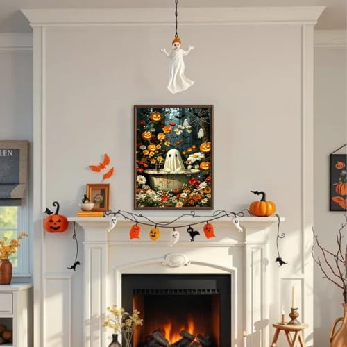 WULINHUAFA Halloween Diamond Painting Kits for Adults 12x16 inch | Ghost Diamond Art Kits for Beginner, 5D Full Round Drill Gem Art Painting Kits for Home Wall Decor - color: Ghost