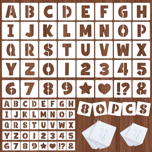 80Pcs Letter Stencils Reusable Alphabet and Number Stencil,3Inch&4Inch | Small Stencil Letters for Crafts,Letter Drawing Stencils,on Wall,DIY Art Project,Rock,Fabric,Chalkboard - size: 3Inch&4Inch