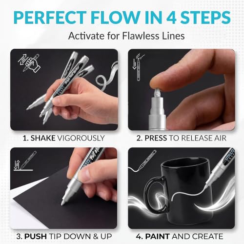 Utillo Craft Silver Paint Pen (8-Pack), 0.7mm Extra Fine Paint Markers - color: Silver