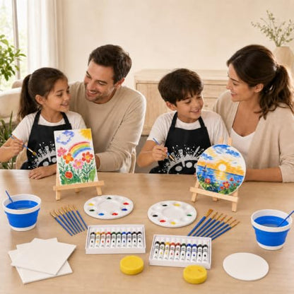 60-Piece Painting Kit with Easels and Canvas for Adults and Couples