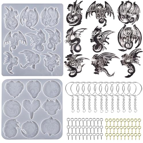 Attuslla 2 Pack Dragon Pendant and Earring Mold - Soap Making and Candle Making Molds for Home Decor - color: Style H