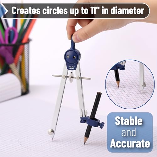 Mr. Pen- Metal Geometry Compass, Center-Wheel Design - color: Silver