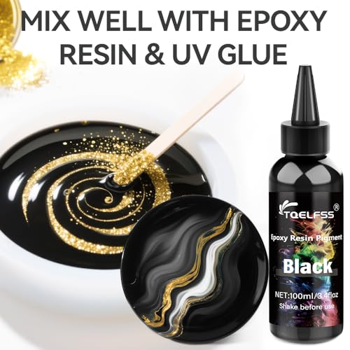 Black Epoxy Pigment - 3.4 fl oz/100 ml Highly Concentrated Black Resin dye for Resin Art, Jewelry, Coasters, Painting, DIY Art,Colorant for Jewelry Making - color: Black