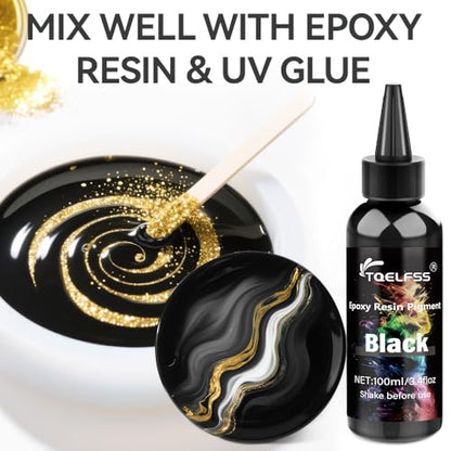 Black Epoxy Pigment - 3.4 fl oz/100 ml Highly Concentrated Black Resin dye for Resin Art, Jewelry, Coasters, Painting, DIY Art,Colorant for Jewelry Making - color: Black