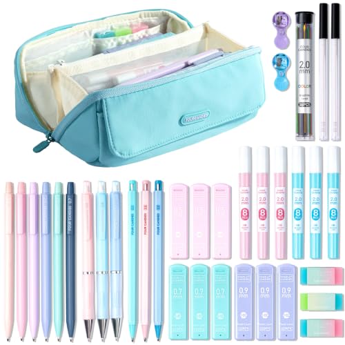 Four Candies 36PCS Mechanical Pencil Set with 624 Lead Refills (Light Blue) - color: Light Blue